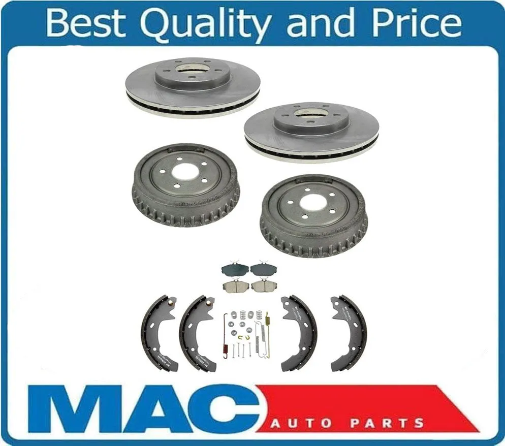 Frt & Rear Rotors & Pads Plus Drums & Shoes for 94-2000 Ford Taurus 4Dr Mercury