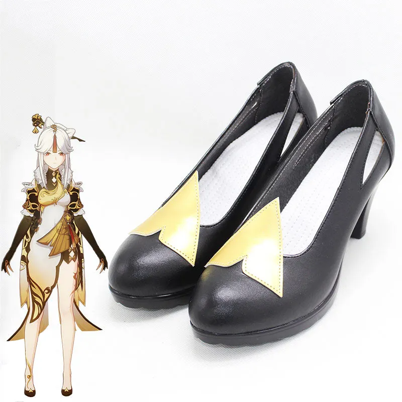 Genshin Impact Ningguang Black Golden Cosplay Shoes