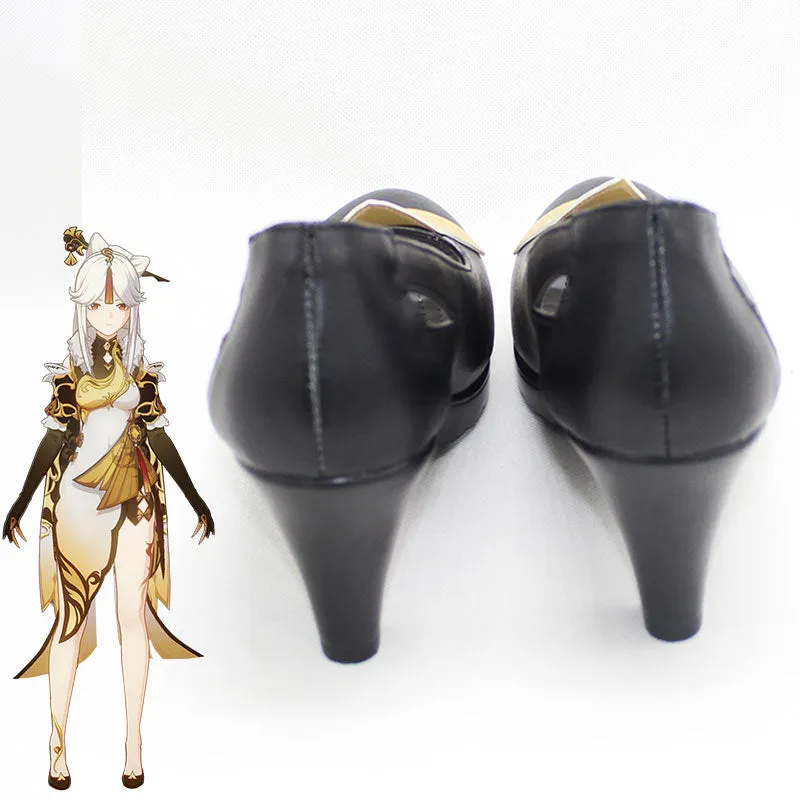 Genshin Impact Ningguang Black Golden Cosplay Shoes