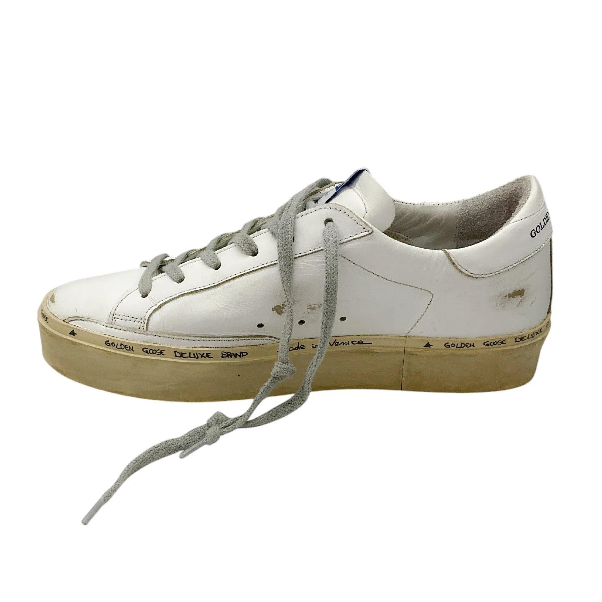 Golden Goose Deluxe Brand White / Gold Metallic Leather Hi Star Sneakers