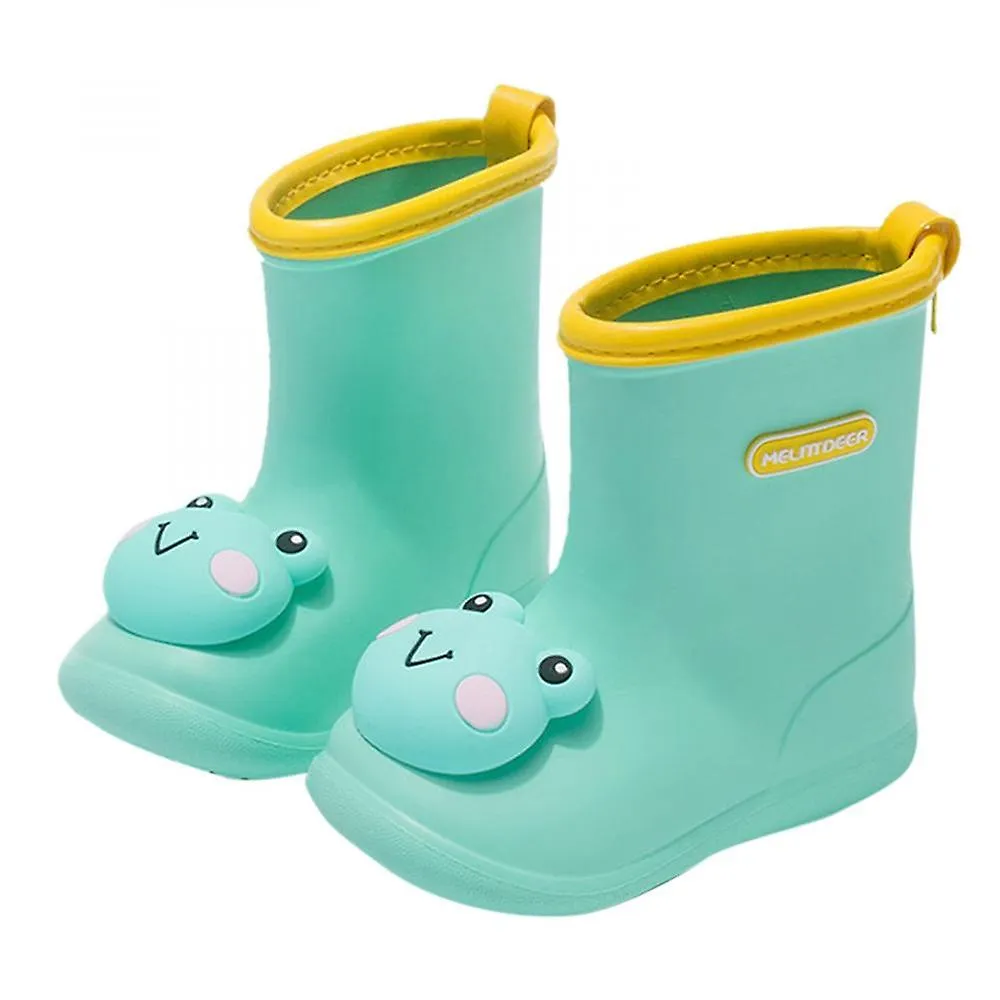 Green 140Boys Girls Cartoon Cute Dinosaur Rabbit Children Rain Shoes Waterproof Pvc Rubber Non-slip Soft Toddler Kids Casual Rain Boots