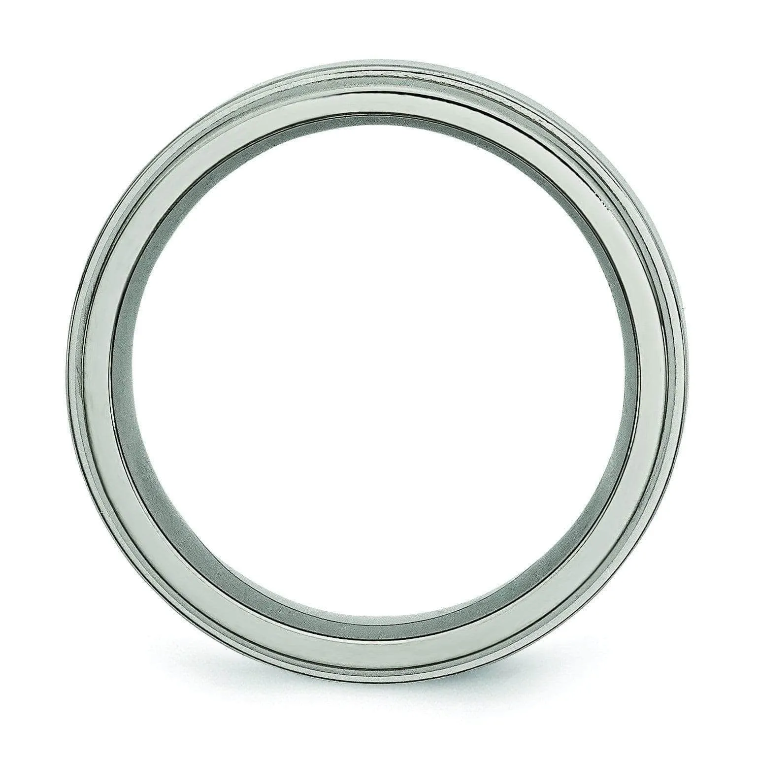 Grooved Edge Titanium Ring High Polish Finish 8mm