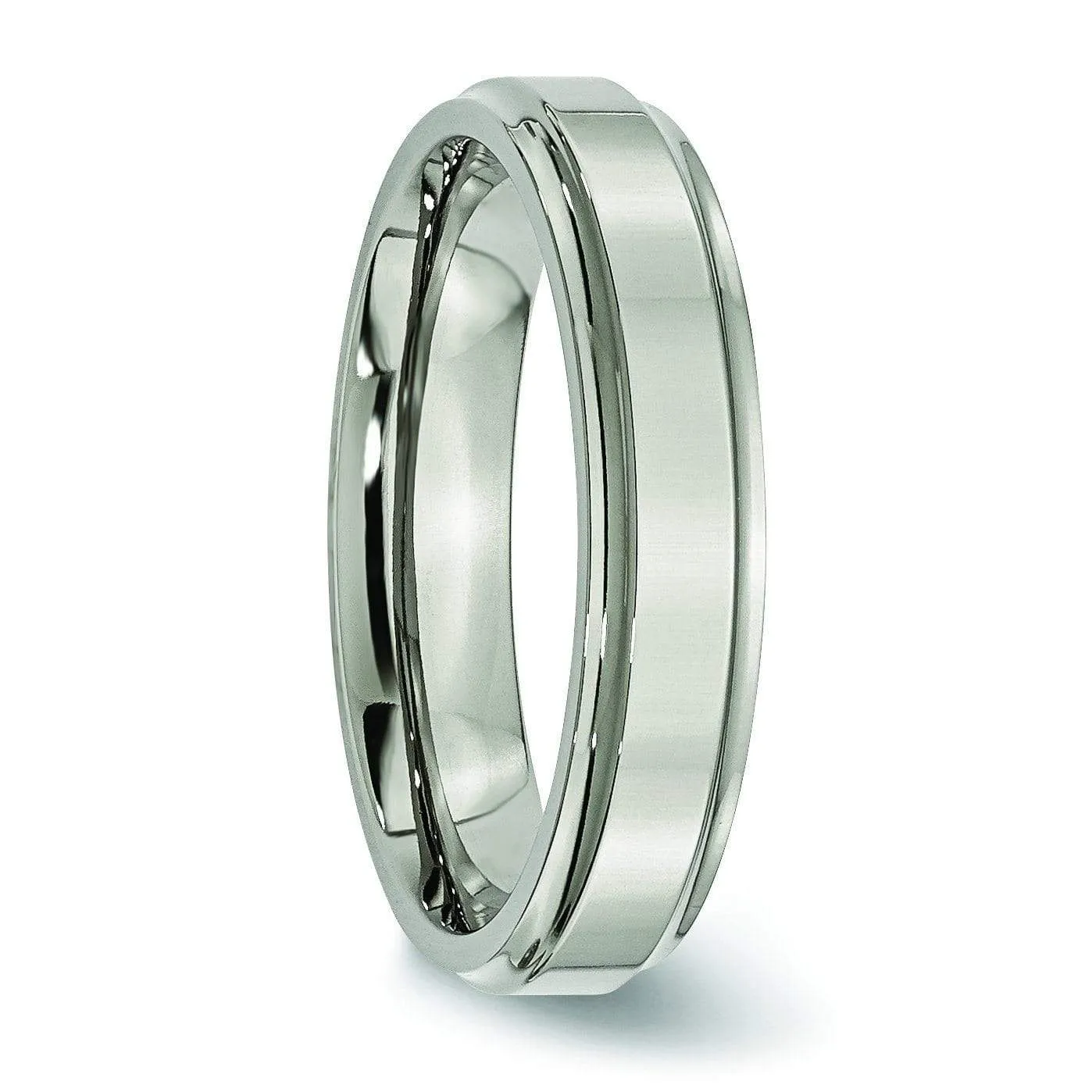 Grooved Edge Titanium Ring High Polish Finish in 5mm