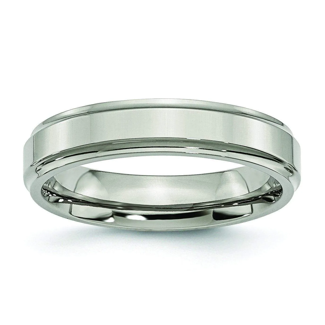 Grooved Edge Titanium Ring High Polish Finish in 5mm