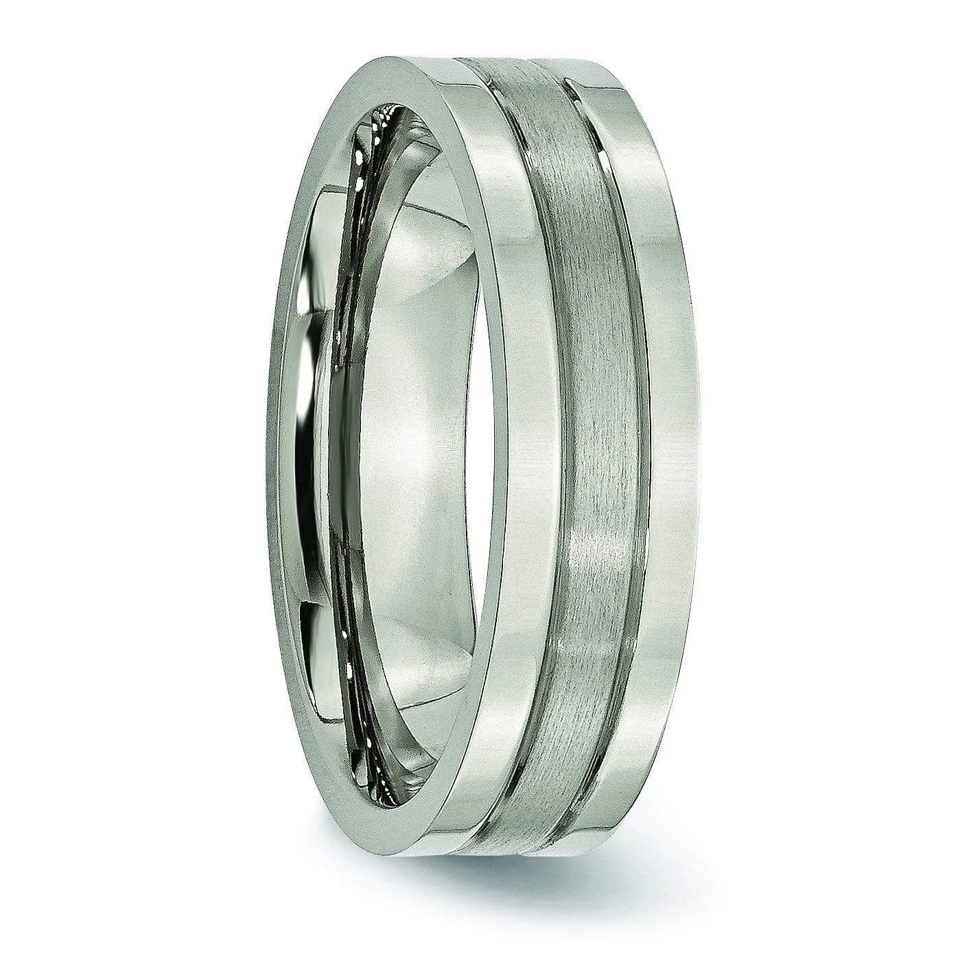 Grooved Titanium Ring for Men or Women 6mm