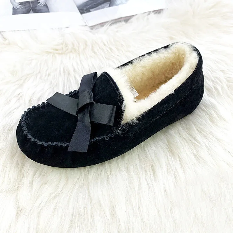 GRWG High Quality New Women Flats Genuine Leather Women Shoes Brand Driving Shoes Winter Natural Fur Wool Women Casual Shoes