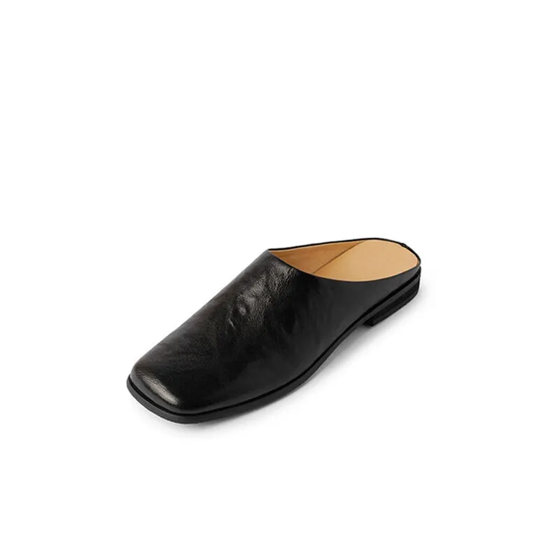 Handmade Leather Loafer Mules for Women Backless Loafers in Black/Brown