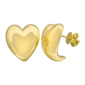 Heart Cuff Stud Earrings Light Weight Gold