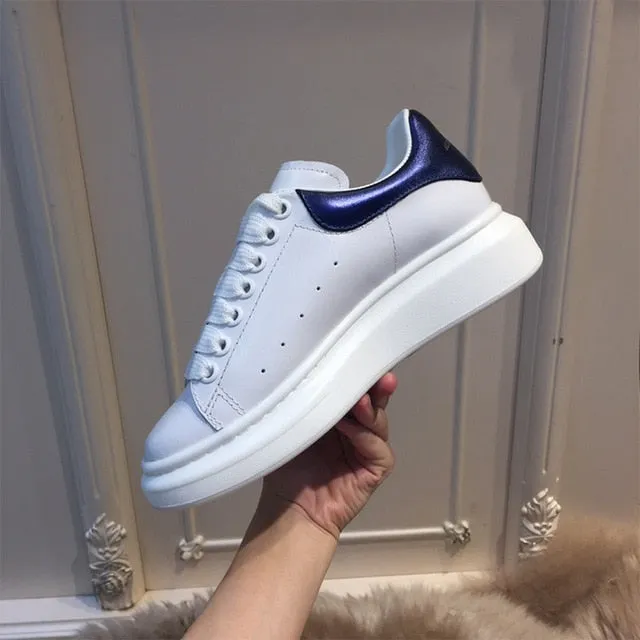 High Quality Women White Shoes Size 34-44 Spring Lovers Genuine Leather flats shoes Women White Casual Shoes Alaxander