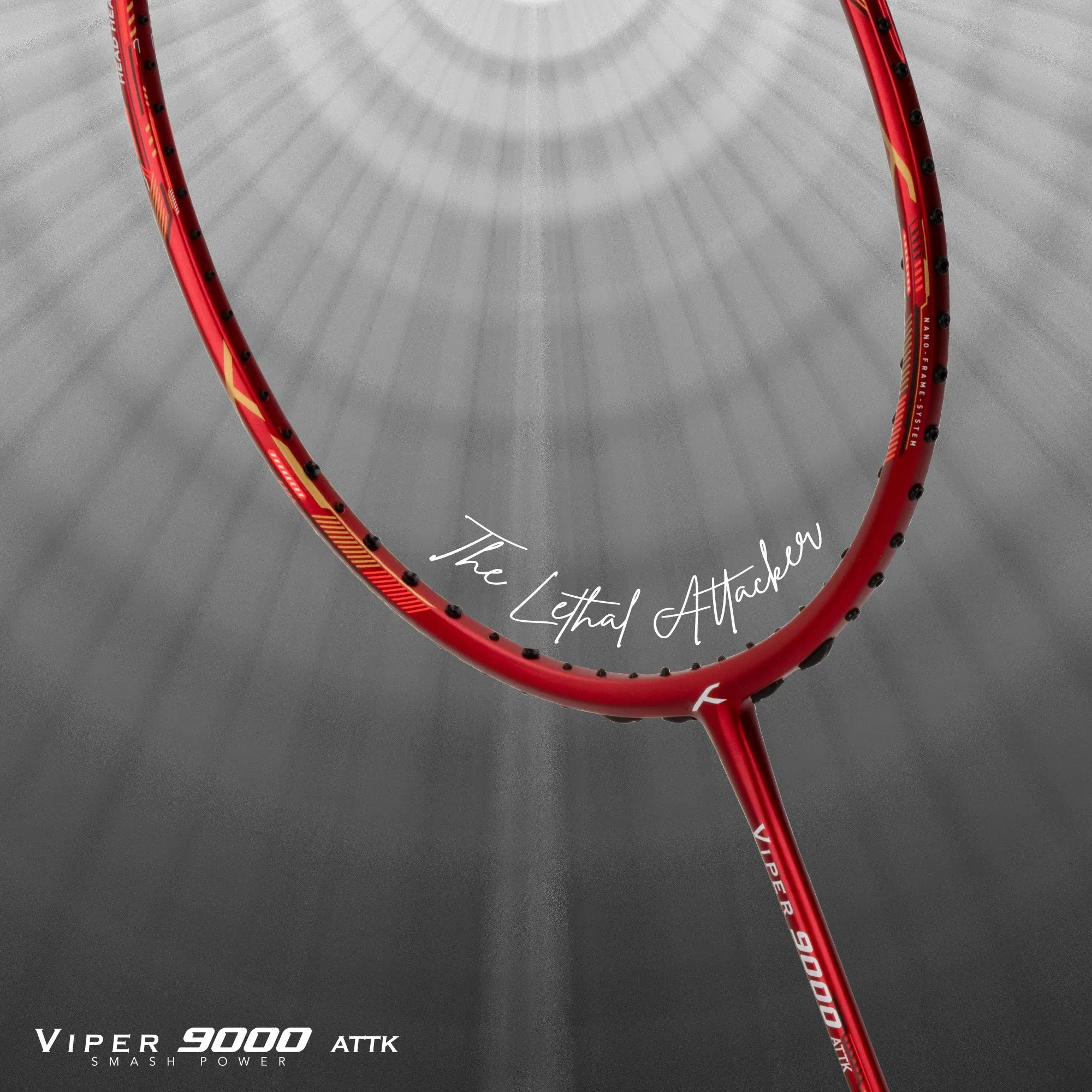 Hundred VIPER 9000 High Speed Striker Unstrung Badminton Racquet (Red / White)