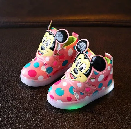 Kids Shoes With Light Boys Led Sneakers New Spring Autumn Dots Lighted Fashion Girls Mickey Shoes Children Shoes Size 21-30