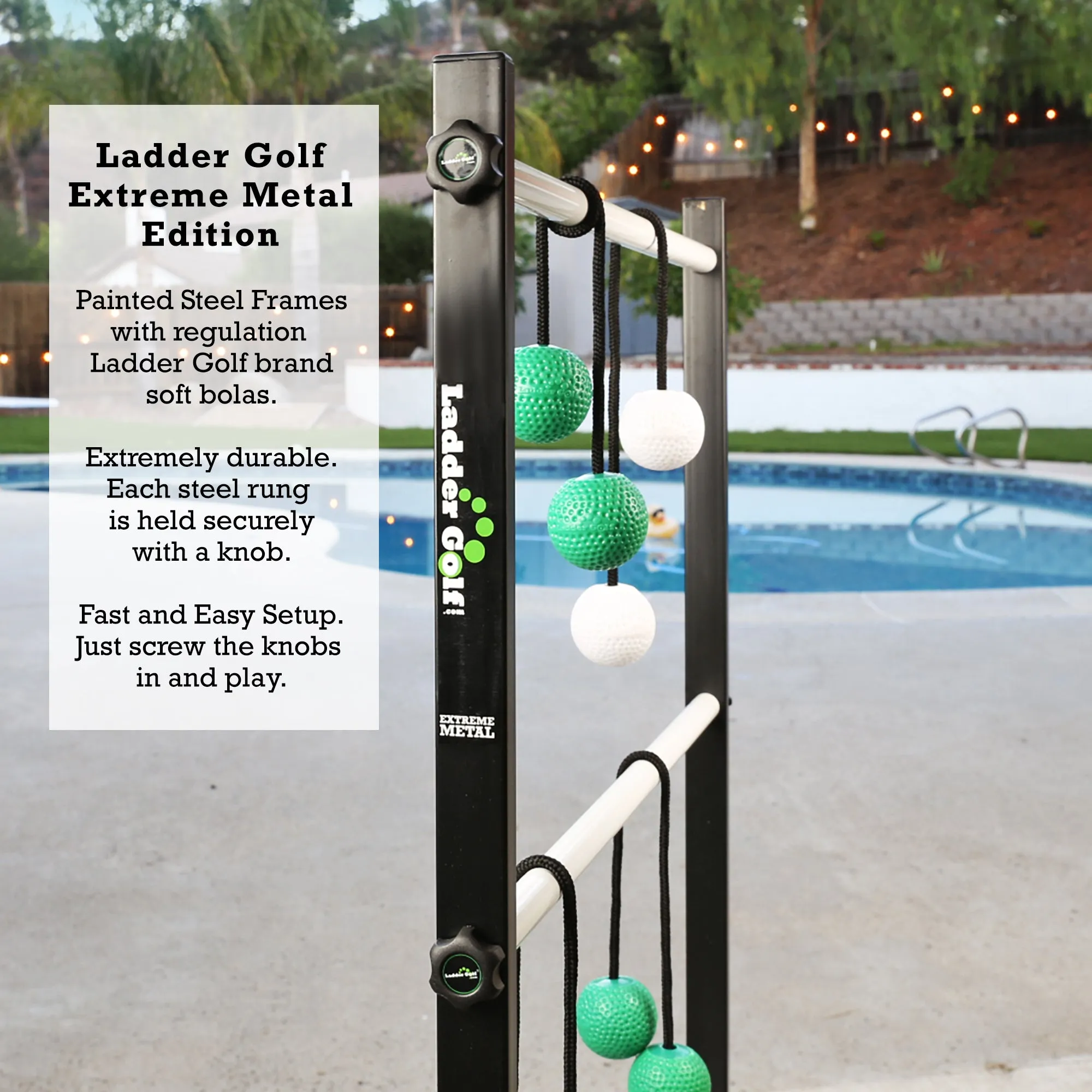 Ladder Golf Double Ladder Ball Game - Extreme Metal Edition