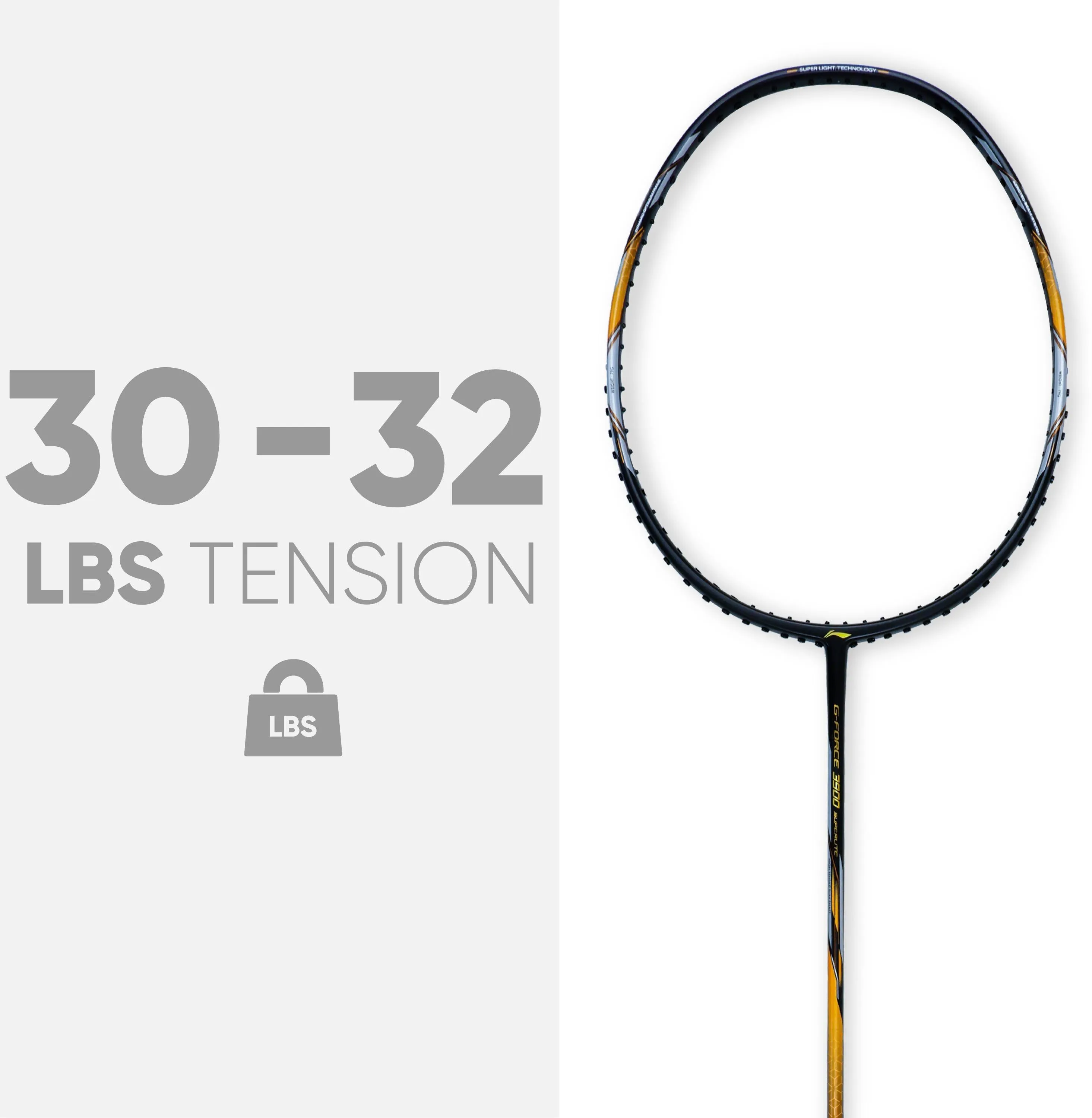 Li-Ning G-Force 3900 Superlite Unstrung Badminton Racquet (Black / Gold)