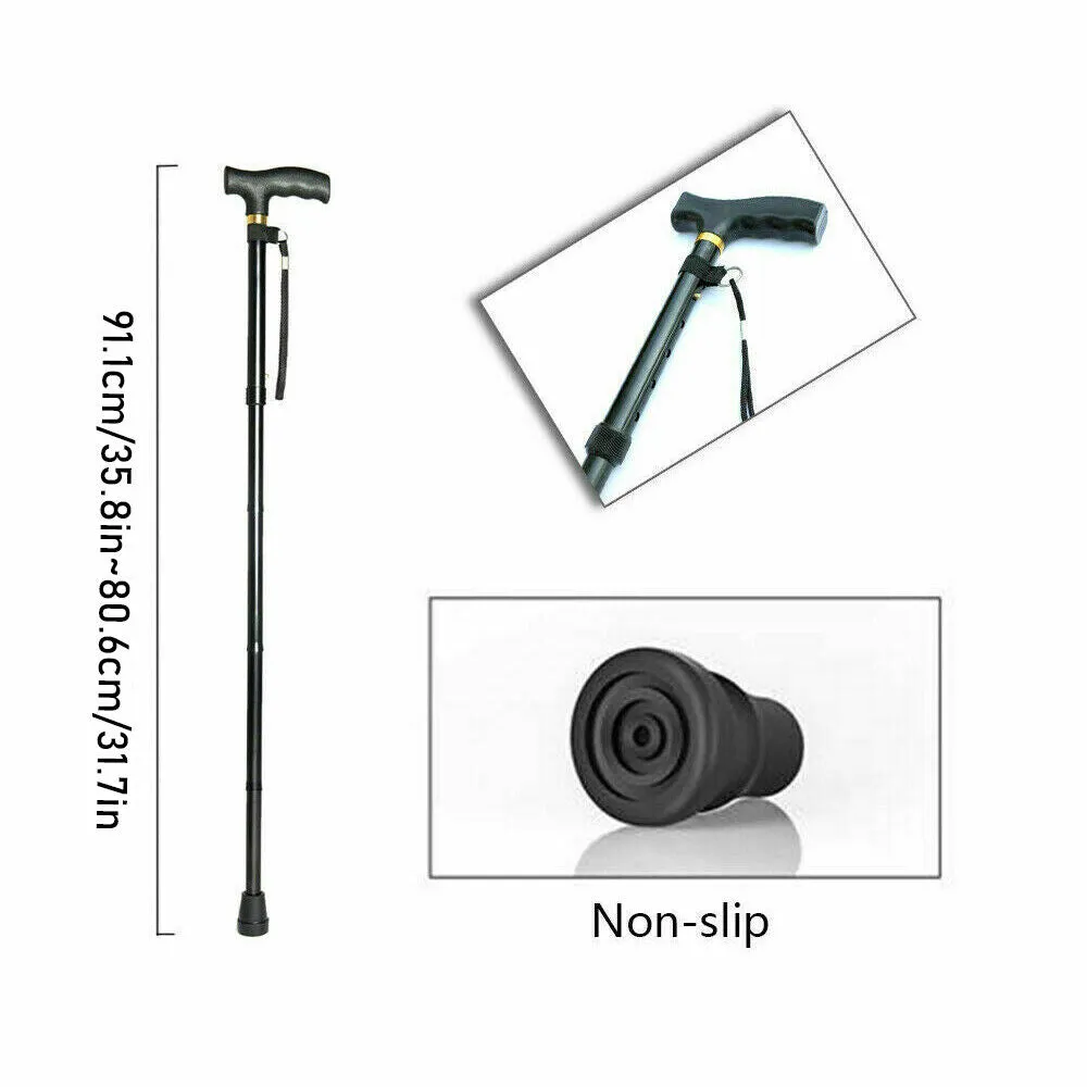 Lightweight Adjustable Folding Walking Stick for Hiking - Aluminum