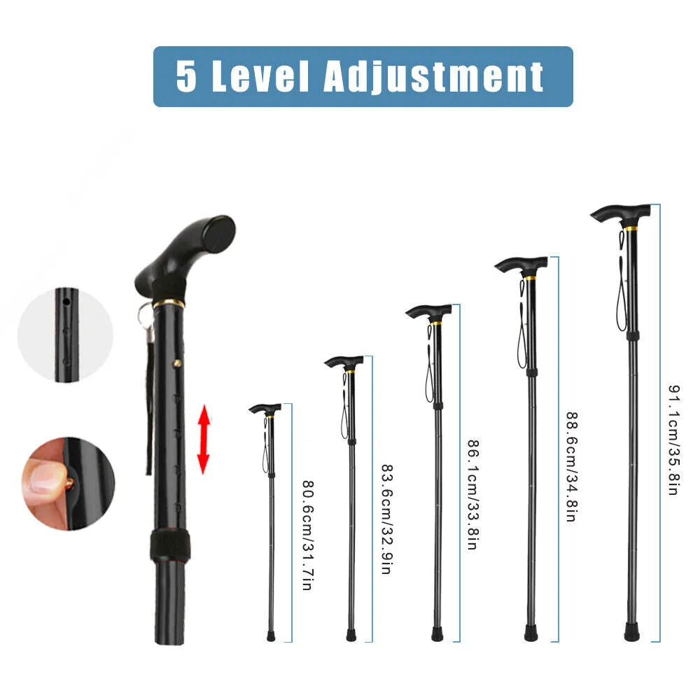 Lightweight Adjustable Folding Walking Stick for Hiking - Aluminum