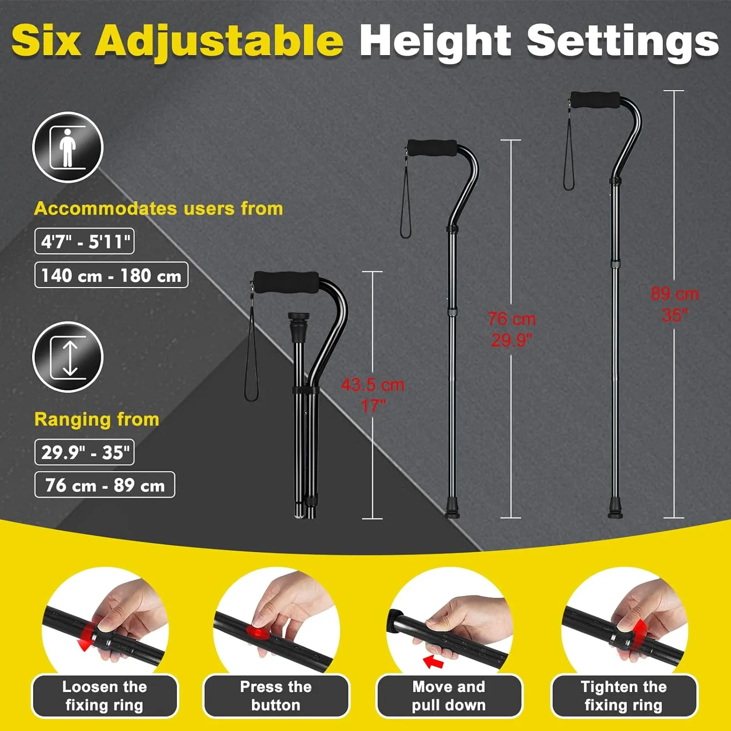 Lightweight Walking Cane with Soft Cushioned Handle