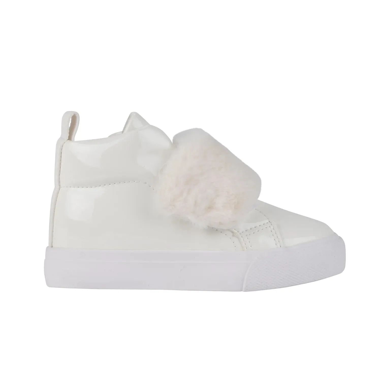 Little A - Faux fur strap high top, footwear, white