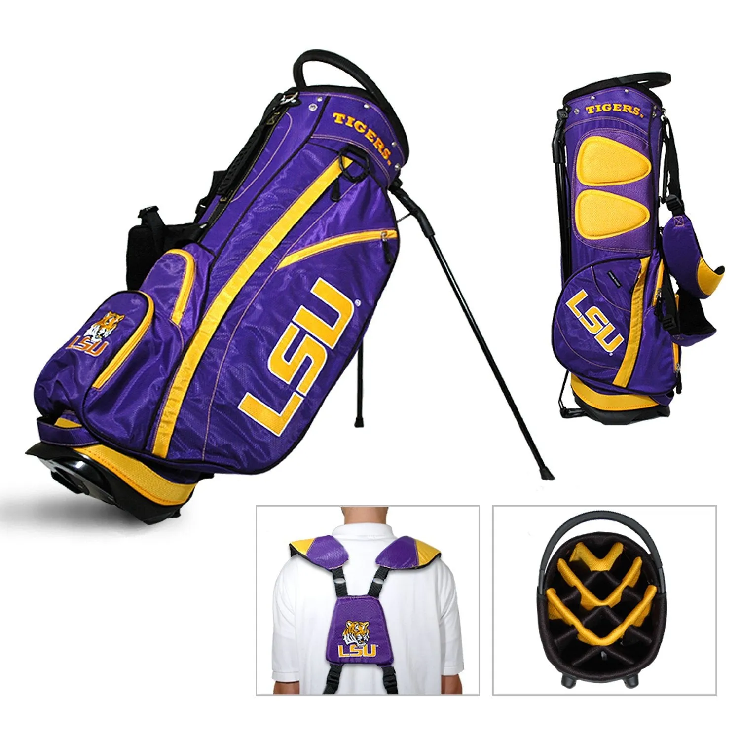 LSU Tigers Team Golf Fairway Lightweight 14-Way Top Golf Club Stand Bag