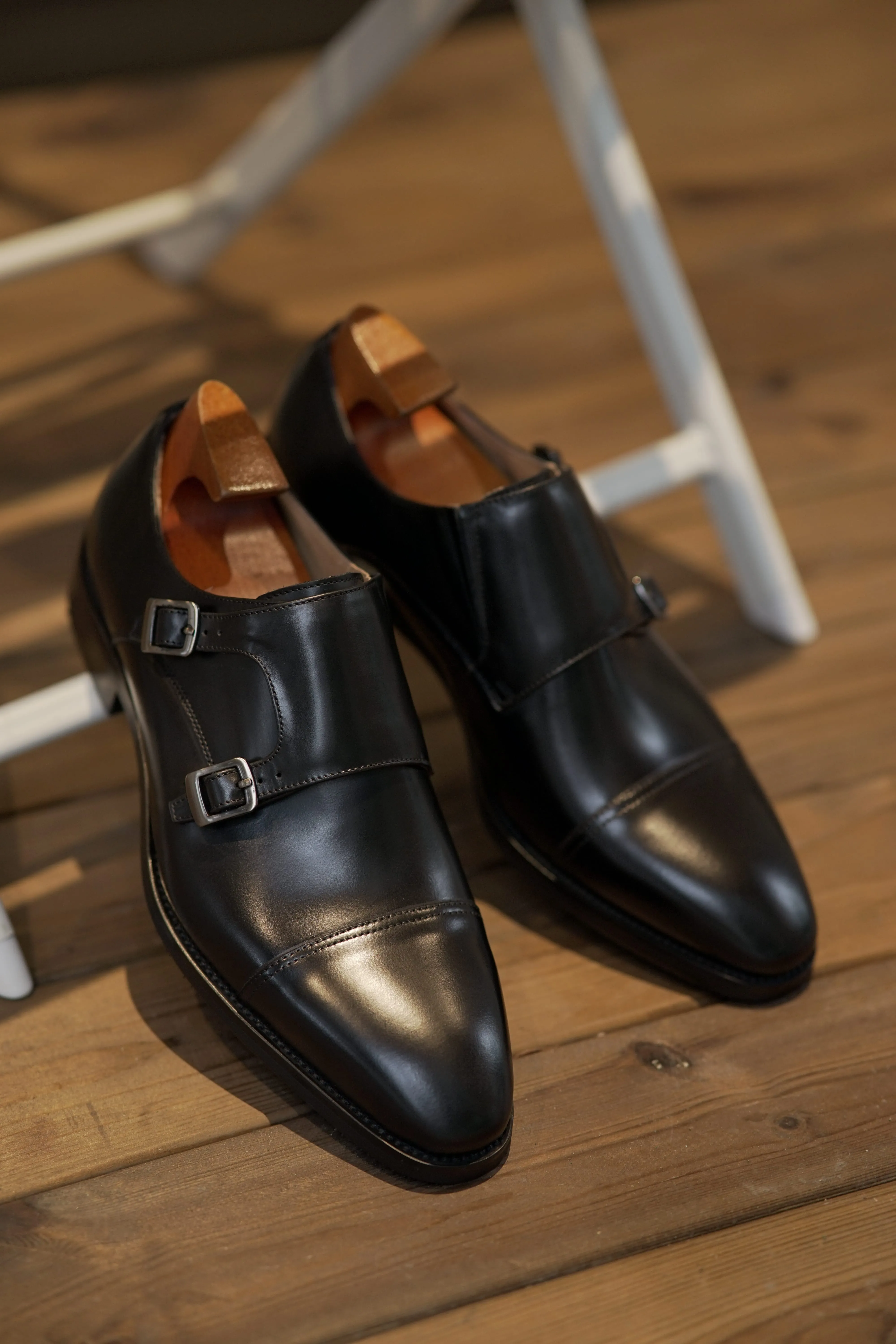 Men's Black Double Monk Strap Shoes