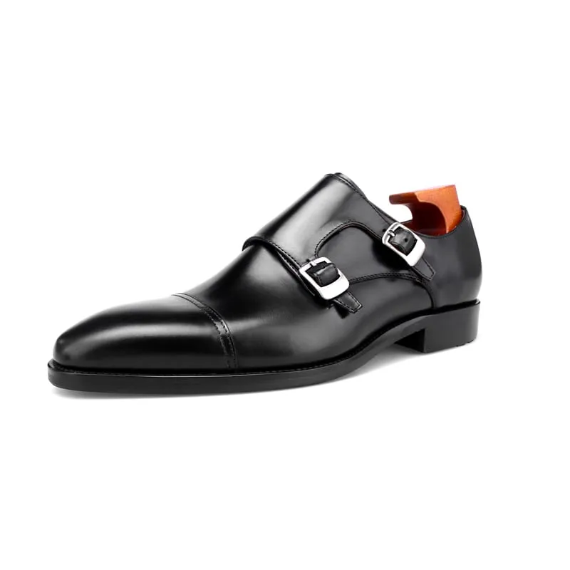 Men's Black Double Monk Strap Shoes