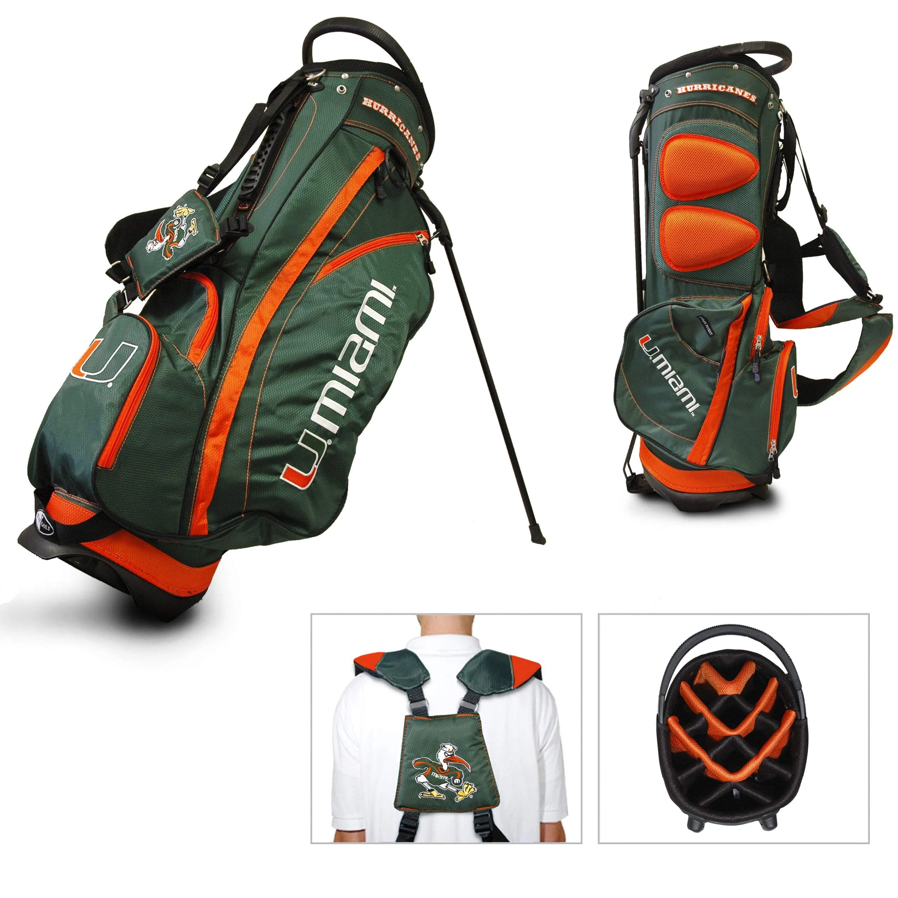 Miami Hurricanes Team Golf Fairway Lightweight 14-Way Top Golf Club Stand Bag