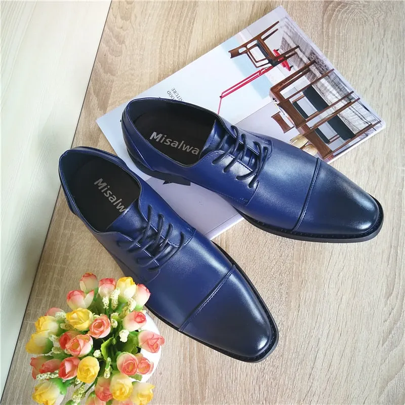 Misalwa Brand Men Simple Lightweight Men Classic Derby Shoes Male Business Dress Formal Shoes Red Blue Size 37-48 Drop Shipping