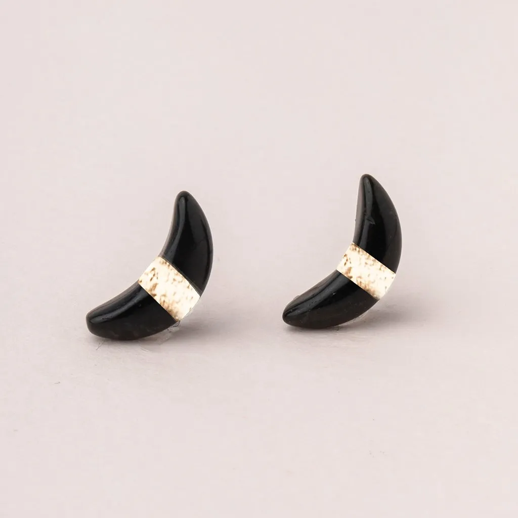 Moon Stud Black Spinel/Gold