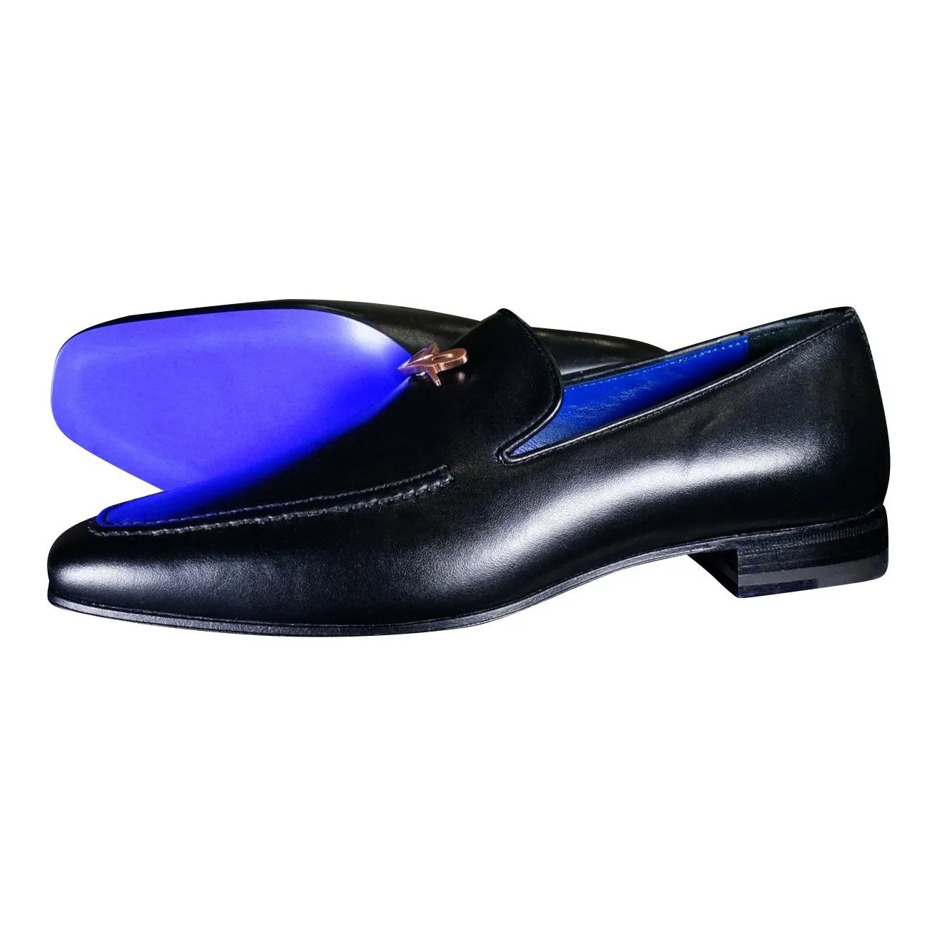 Nero Opal With Rose Gold Hardware Leather Loafer