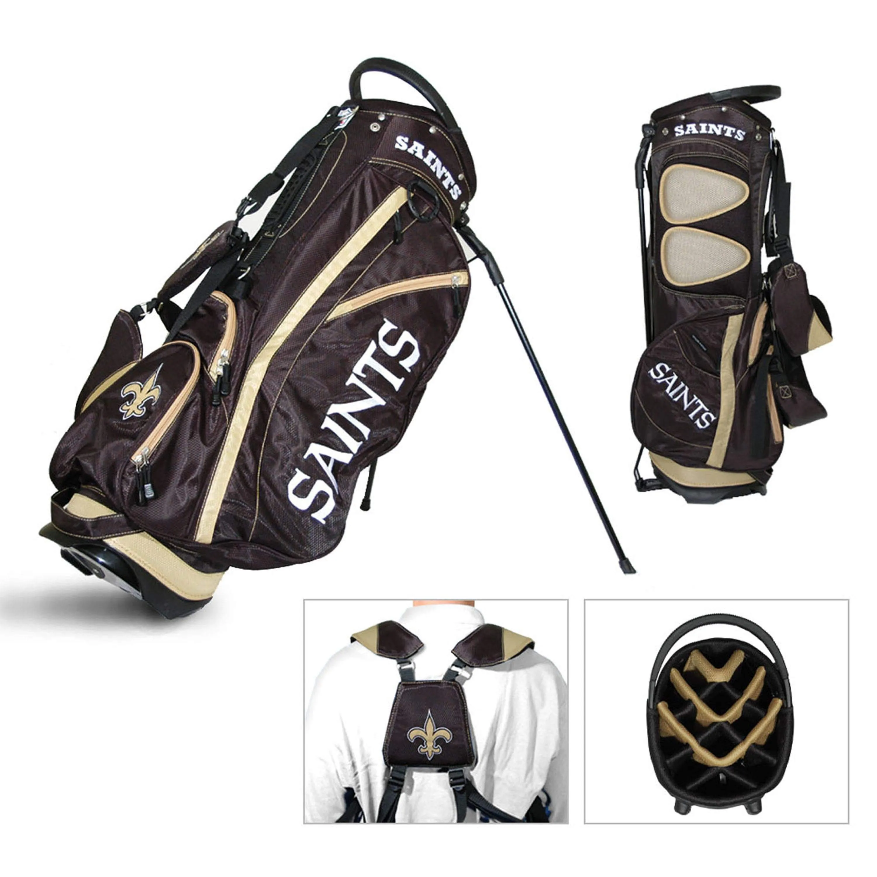 New Orleans Saints Team Golf Fairway Lightweight 14-Way Top Golf Club Stand Bag