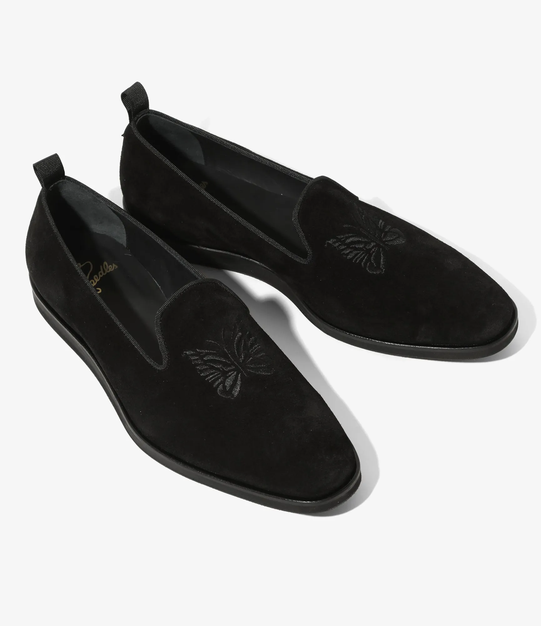 Papillon Embroidered Slip-On – Black Suede