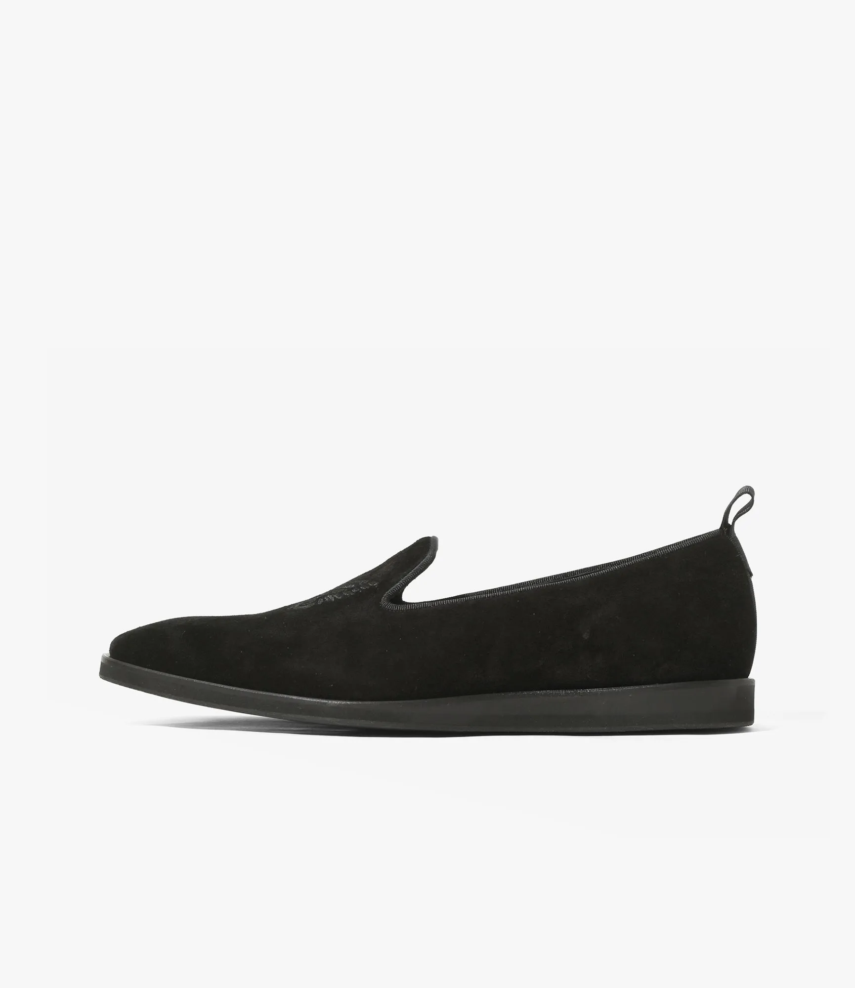 Papillon Embroidered Slip-On – Black Suede