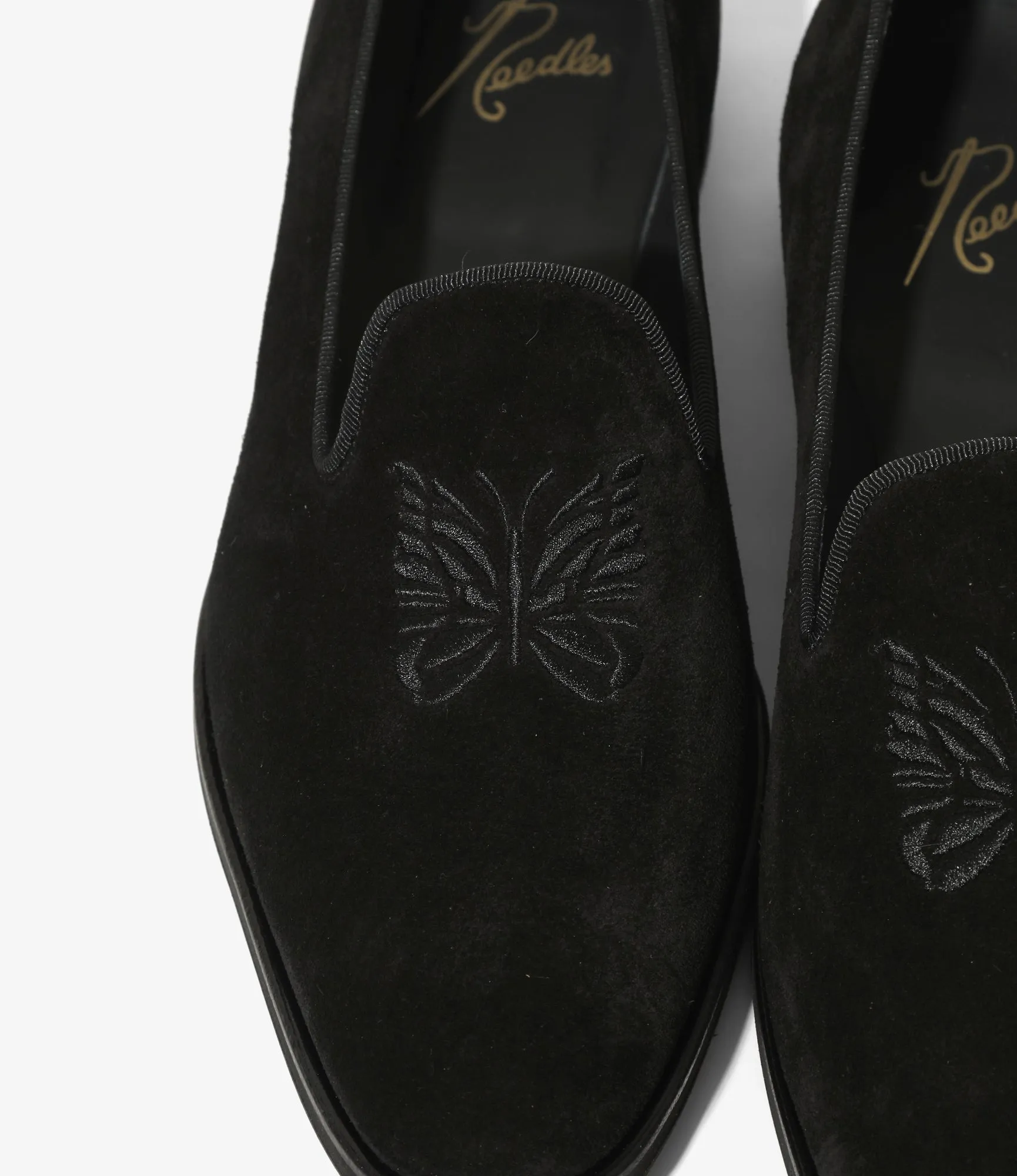 Papillon Embroidered Slip-On – Black Suede