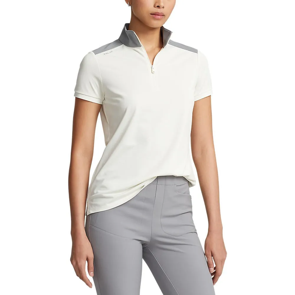 RLX Ralph Lauren Women's Stretch Mesh 1/4 Zip Golf Shirt - Chic Cream/Peak Grey