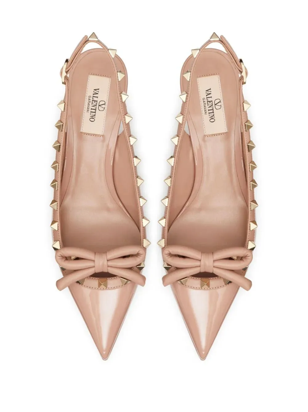 Rockstud Bow 60mm patent slingback pumps