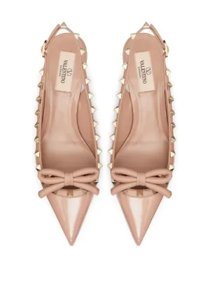 Rockstud Bow 60mm patent slingback pumps