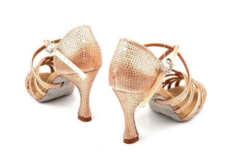 Salsa Shoes Womens Rhinestone Nude Latin Dance Shoes