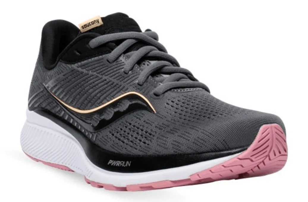 Saucony Womens Wide Guide 14 Shoes - Charcoal/Rose