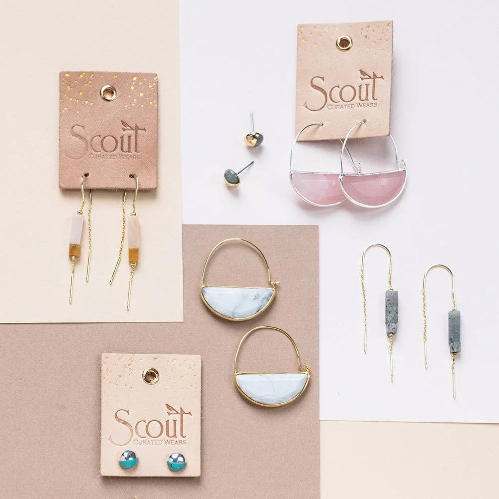 Scout Rectangle Stone Earring - Labradorite/Black/Gold