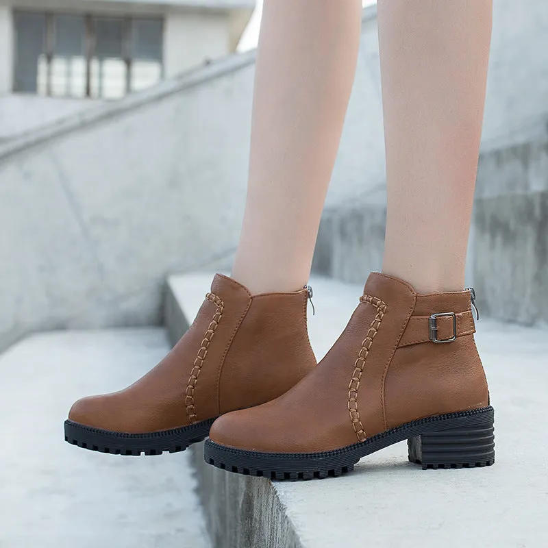 SH331 - Mid Heel Buckle Boots