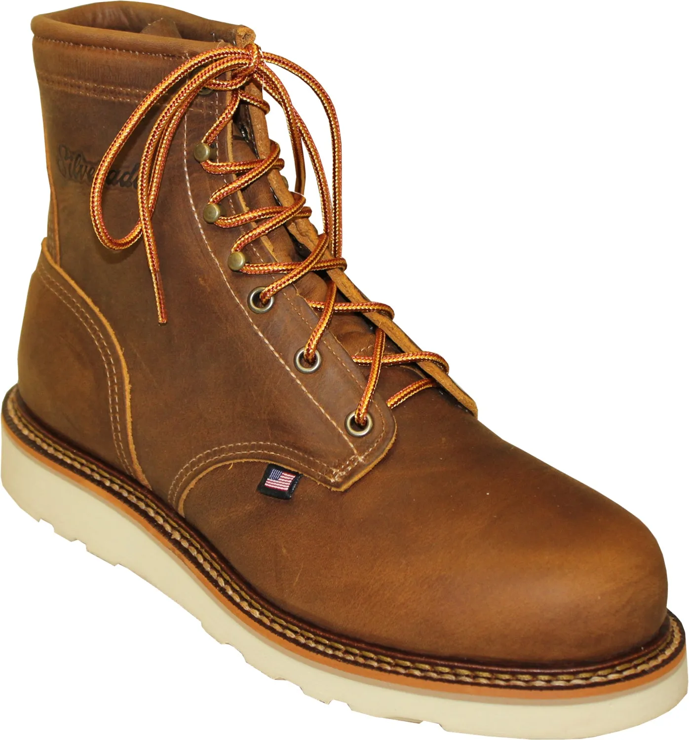 Silverado Mens 6in Lumberjack Shipyard Wedge ST Oil Tan Leather Work Boots