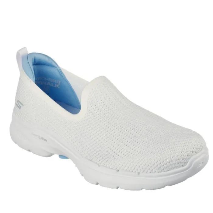 Skechers Go Walk 6 Clear Virtue White 124505 Slip On Clearance