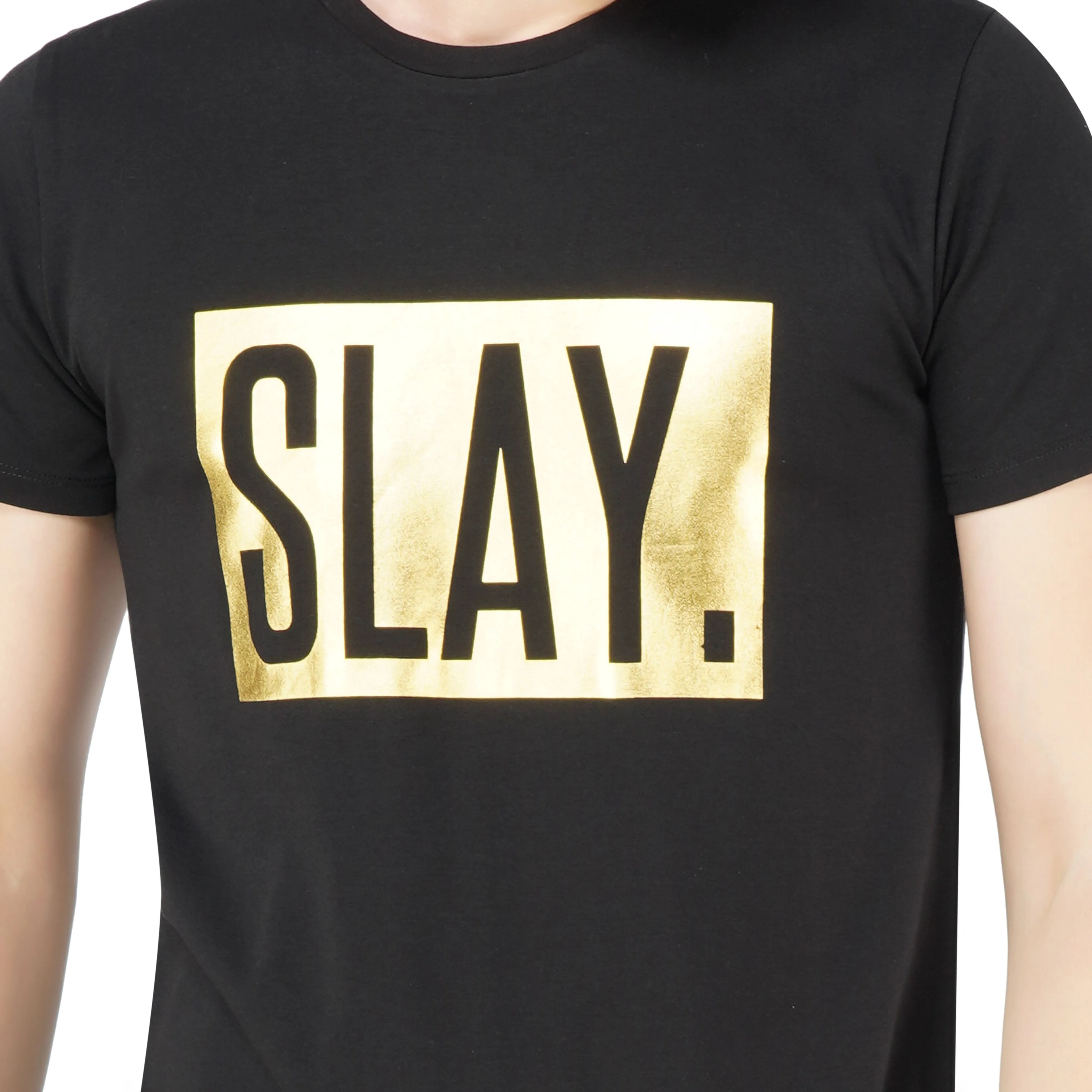 SLAY. Men's Reflective Gold Foil Print T-shirt Premium Limited Edition