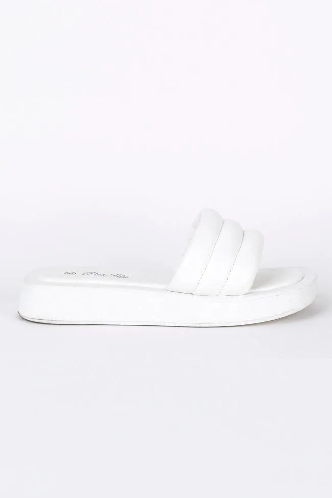 Sofia White Puff Platform Slides FINAL SALE