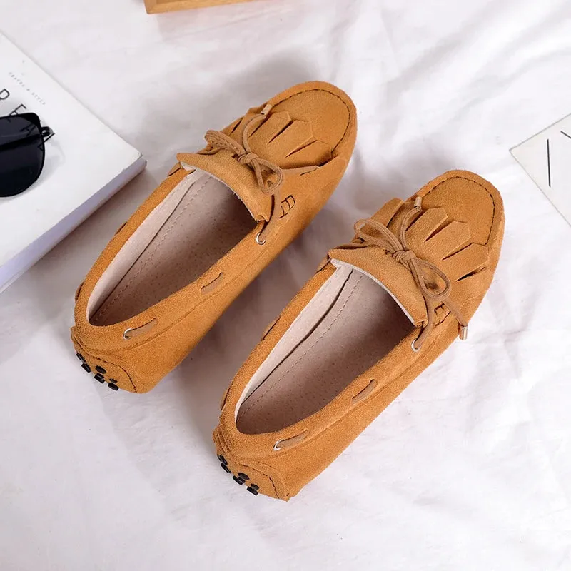 Spring Summer Women's Flat Shoes Genuine Leather Woman Shoes Flats Casual Loafers Soft Slip On Moccasins Lady Driving Shoes