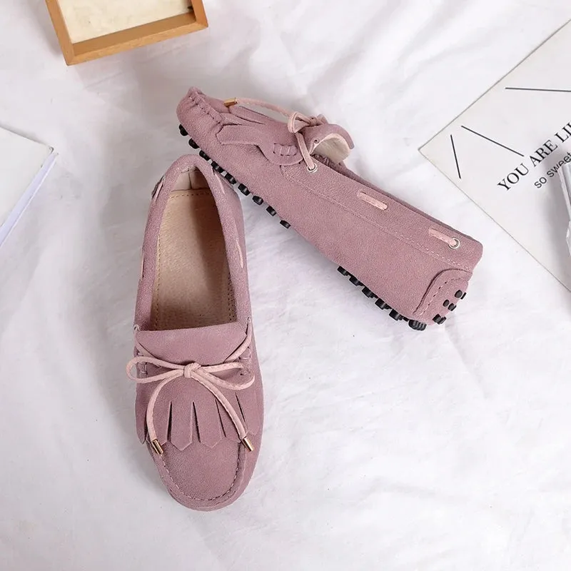 Spring Summer Women's Flat Shoes Genuine Leather Woman Shoes Flats Casual Loafers Soft Slip On Moccasins Lady Driving Shoes