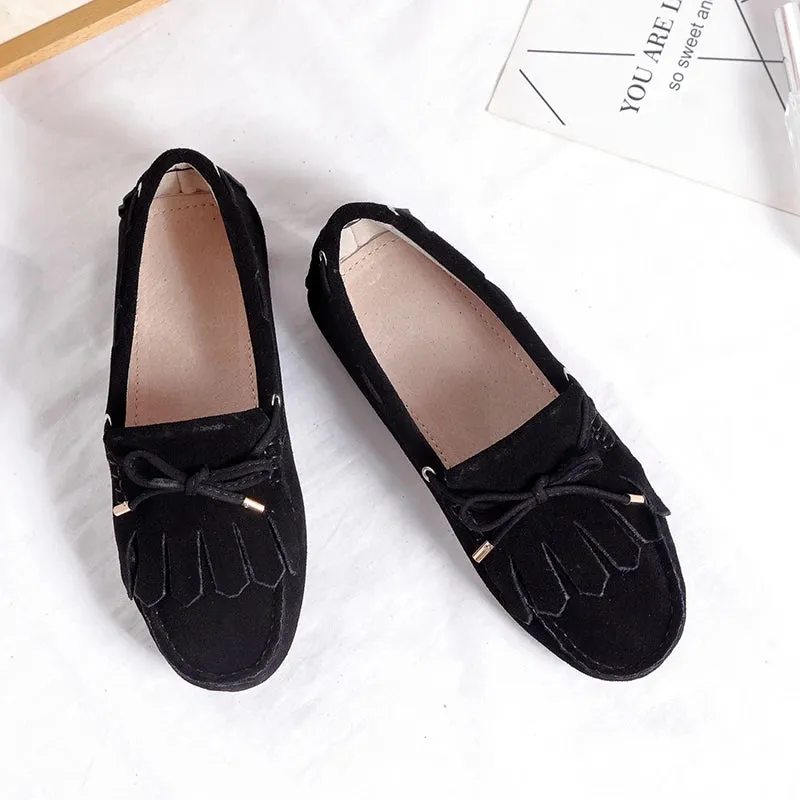 Spring Summer Women's Flat Shoes Genuine Leather Woman Shoes Flats Casual Loafers Soft Slip On Moccasins Lady Driving Shoes