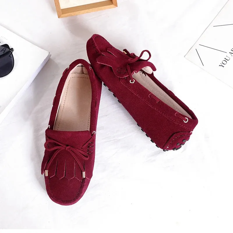 Spring Summer Women's Flat Shoes Genuine Leather Woman Shoes Flats Casual Loafers Soft Slip On Moccasins Lady Driving Shoes