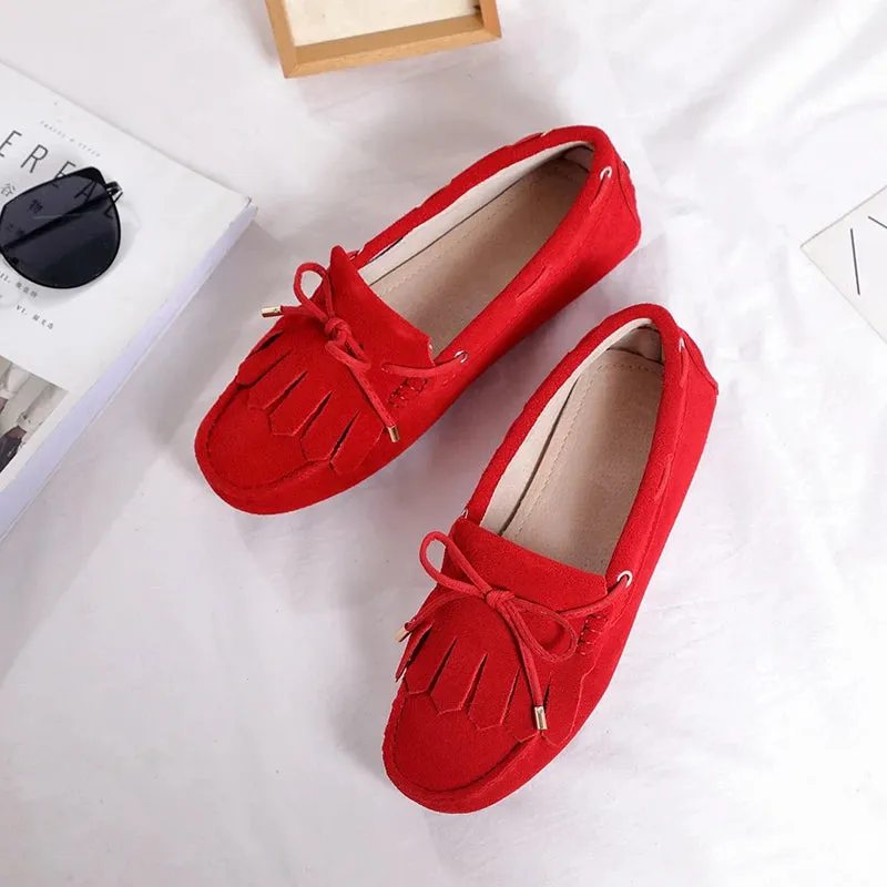 Spring Summer Women's Flat Shoes Genuine Leather Woman Shoes Flats Casual Loafers Soft Slip On Moccasins Lady Driving Shoes