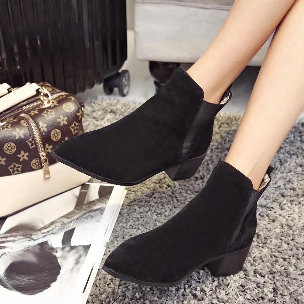 square heels  Ankle Boots Woman shoes