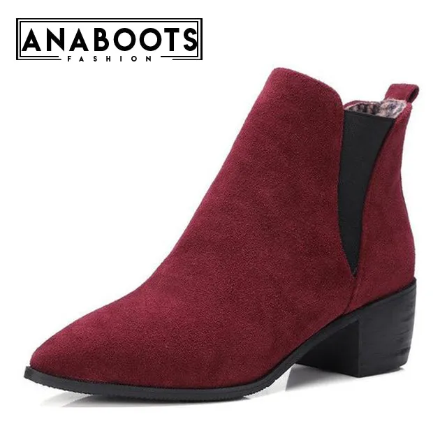 square heels  Ankle Boots Woman shoes